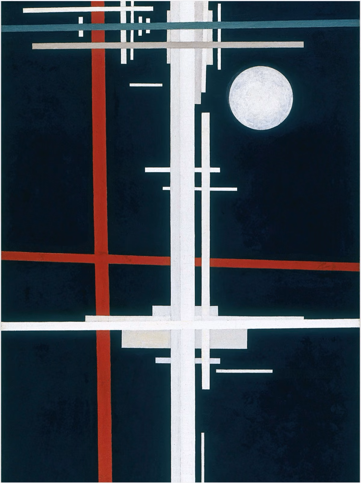 И. Чашник. «Супрематическая композиция», 1923 — мачта-конструкция и круг-светило на тёмном фоне
